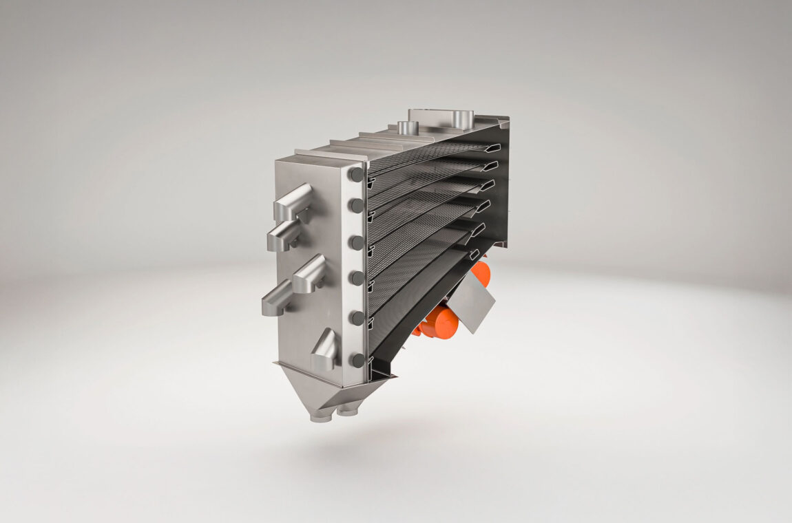 SIEBTECHNIK TEMA Multiple Deck Sizer - Compact, low weight, easy to integrate.
From 2 to 7 fractions. Modular design. Easy screen change, low maintenance. - 